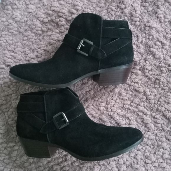 Sam Edelman Patrisha Black Suede Bootie Ankle Boots - Picture 2 of 3